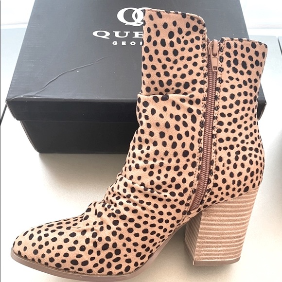 Queen George Amsterdam Leopard inside zipper higher front ankle Boot NWB 7 - Picture 6 of 12